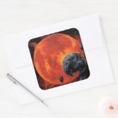 Ruimteknekhof Schedel Halloween Stelsel van Horror Vierkante Sticker (Envelop)