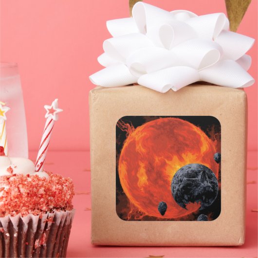 Ruimteknekhof Schedel Halloween Stelsel van Horror Vierkante Sticker (Feest)