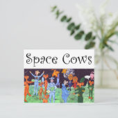 Ruimtekoeien en motorrijtuigen briefkaart (Staand voorkant)