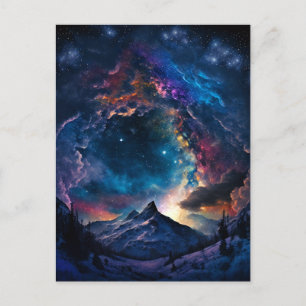 Ruimtelandschap van het kosmische gebergte briefkaart