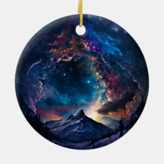 Ruimtelandschap van het kosmische gebergte keramisch ornament (Achterkant)