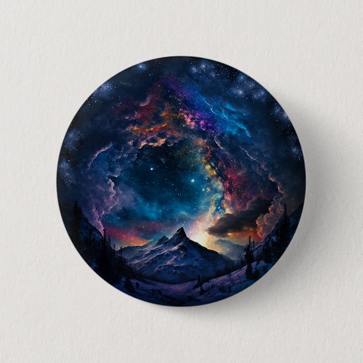 Ruimtelandschap van het kosmische gebergte ronde button 5,7 cm (Voorkant)