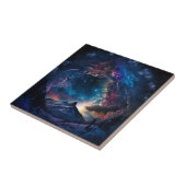 Ruimtelandschap van het kosmische gebergte tegeltje (Zijkant)