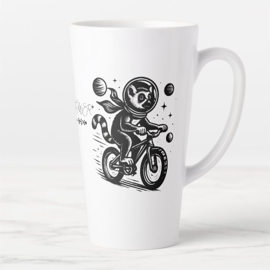 Ruimtelemur-astronaut fietst - Madagaskar Latte Mok (Rechts)