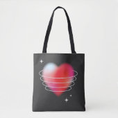 Ruimteliefde, rode hartslag design valentijn tote bag (Voorkant)