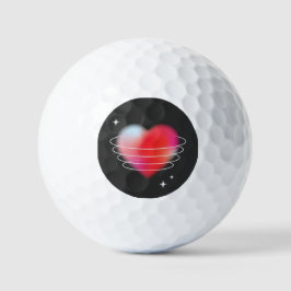 Ruimteliefde, rode hartslag design Valentijnsdag Golfballen
