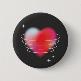 Ruimteliefde, rode hartslag design Valentijnsdag Ronde Button 5,7 Cm