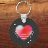 Ruimteliefde, rode hartslag design Valentijnsdag Sleutelhanger (Voorkant)