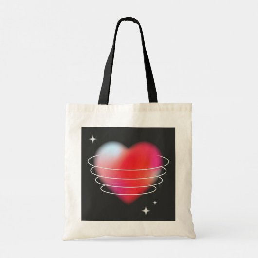 Ruimteliefde, rode hartslag design Valentijnsdag Tote Bag (Achterkant)