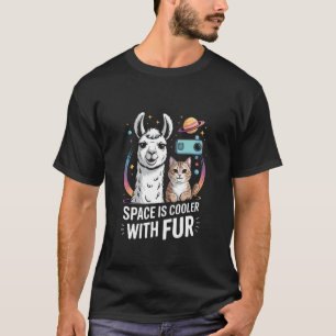 Ruimteliefhebber Kat in Ruimte Lama Astronaut Ster T-shirt