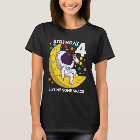 Ruimtelievende astronaut 4e verjaardag t-shirt (Voorkant)