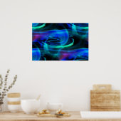 Ruimtelijke vervorming in blauw abstracte poster (Keuken)