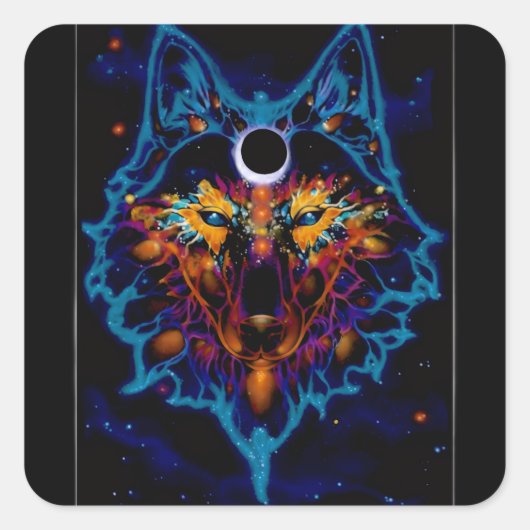 Ruimtelijke Wolf Sticker (Voorkant)