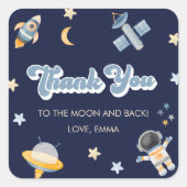 Ruimtemaan en sterren Verjaardag Bedankt Vierkante Sticker (Voorkant)
