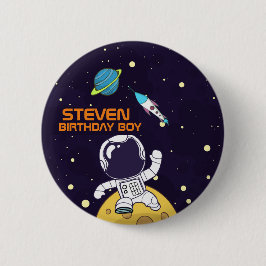 Ruimteman Astronaut drijft in de ruimte Verjaardag Ronde Button 5,7 Cm