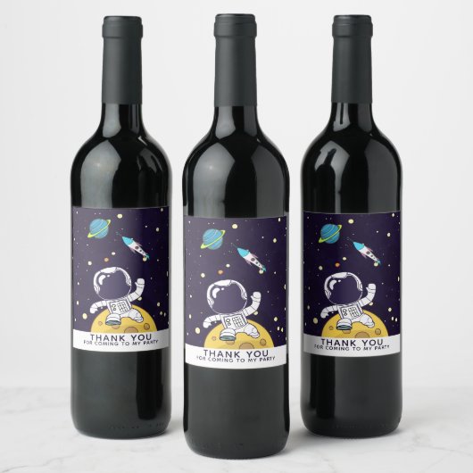 Ruimteman Astronaut FloaTS in de ruimte dank u Wijn Etiket (Flessen)