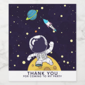 Ruimteman Astronaut FloaTS in de ruimte dank u Wijn Etiket (Enkel label)