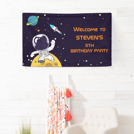 Ruimteman astronaut verkennen van de ruimte verjaa spandoek (Insitu)