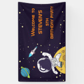 Ruimteman astronaut verkennen van de ruimte verjaa spandoek (Verticaal)