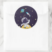 Ruimteman die de ruimte verkennen ronde sticker (Tas)