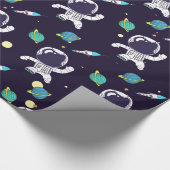 Ruimteman Drijvend in Buitenruimte Patroon Cadeaupapier (Hoek)