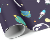 Ruimteman Drijvend in Buitenruimte Patroon Cadeaupapier (Rol Hoek)