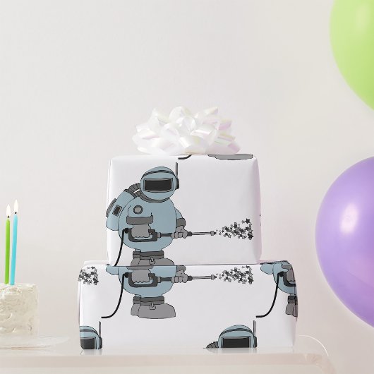 Ruimtemanitor Spuiten Sterren Sci-Fi Astronaut Cadeaupapier