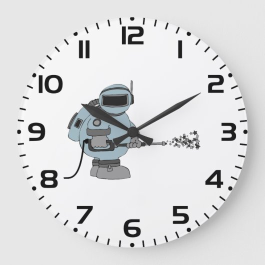 Ruimtemanitor Spuiten Sterren Sci-Fi Astronaut Grote Klok (Voorkant)