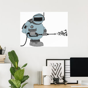 Ruimtemanitor Spuiten Sterren Sci-Fi Astronaut Poster