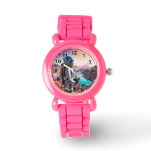 Ruimtemeid met planten   (met uren) horloge