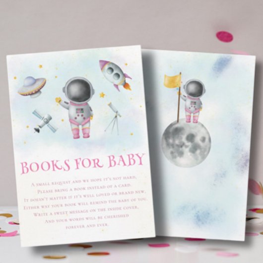 Ruimtemeisje Astronaut raket ster Boeken voor Baby Informatiekaartje