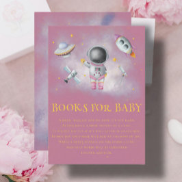 Ruimtemeisje Astronaut raketsterboeken voor Baby E Informatiekaartje