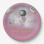 Ruimtemeisje Astronaut-raketten met sterren Baby s Papieren Bordje (Voorkant)