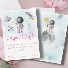 Ruimtemeisje Astronaut-raketten tegen sterren Baby Informatiekaartje