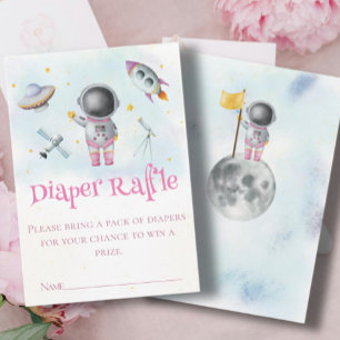 Ruimtemeisje Astronaut-raketten tegen sterren Baby Informatiekaartje