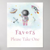 Ruimtemeisje Astronaut roze raketten Poster (Voorkant)