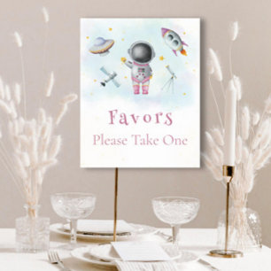 Ruimtemeisje Astronaut roze raketten Poster