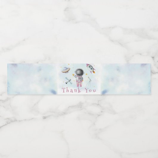 Ruimtemeisje Astronaut roze raketten ster Baby Sho Waterfles Etiket (Enkel label)