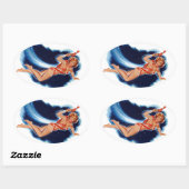 Ruimtemeisje Ovale Sticker (Vel)