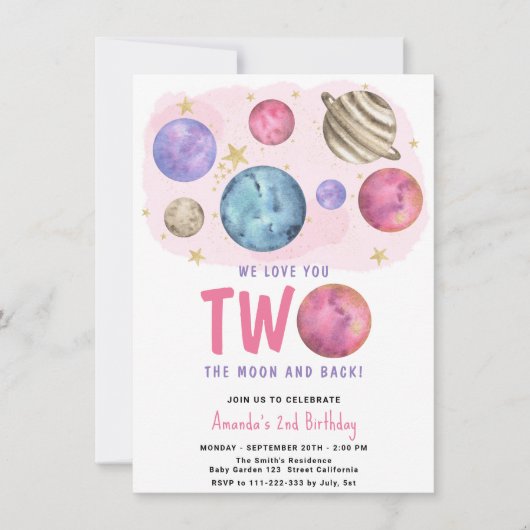 Ruimtemeisje Twee De Verjaardag van de Maan Sterre Kaart (Voorkant)