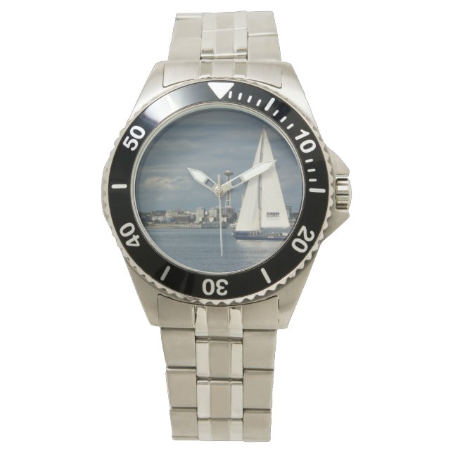 Ruimtenaald en zeilboot  horloge (Voorkant)