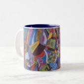 Ruimteoctopus, Abstracte kunstMok Tweekleurige Koffiemok (Voorkant links)
