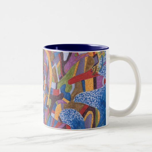Ruimteoctopus, Abstracte kunstMok Tweekleurige Koffiemok (Rechts)