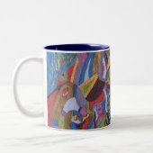 Ruimteoctopus, Abstracte kunstMok Tweekleurige Koffiemok (Links)