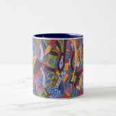 Ruimteoctopus, Abstracte kunstMok Tweekleurige Koffiemok (Center)