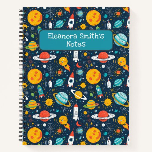 Ruimteonderzoek en planeten terug naar school notitieboek (Voorkant)