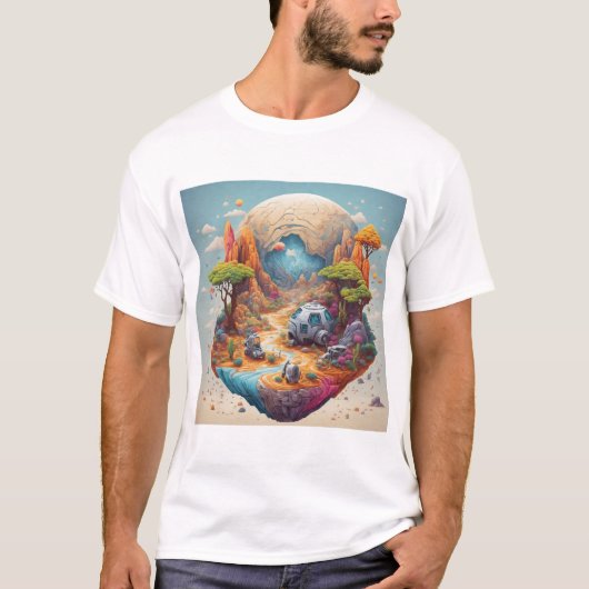 Ruimteonderzoek op een onbekende planeet t-shirt (Voorkant)