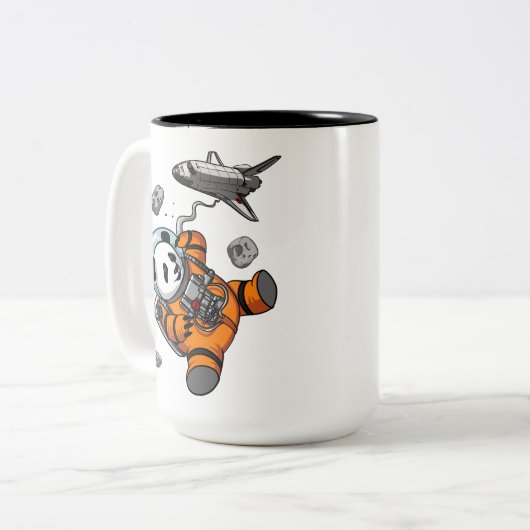 Ruimtepanda Beer Astronaut Galaxy Cosmic Animal Tweekleurige Koffiemok (Voorkant links)