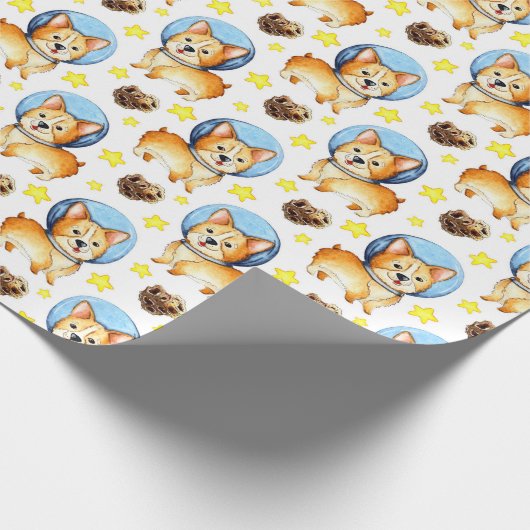Ruimtepapier Cute Corgi Wrapping Paper Cadeaupapier (Hoek)