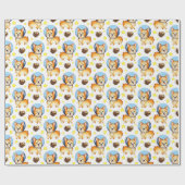 Ruimtepapier Cute Corgi Wrapping Paper Cadeaupapier (Vlak)